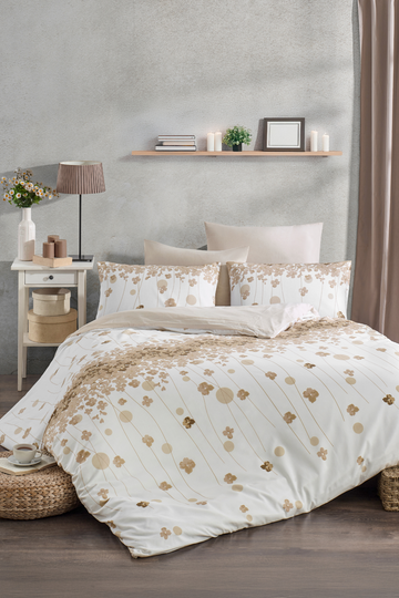 Soft Dreams Serisi | Floral Çift Kişilik Pamuklu Desenli Nevresim Takımı | Lastikli Çarşaflı |