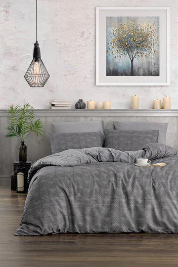 Soft Dreams Serisi | Line Çift Kişilik Pamuklu Desenli Nevresim Takımı | Lastikli Çarşaflı |