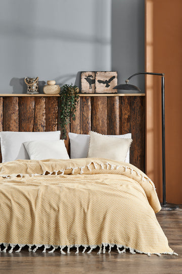 Yelda Model - Sarı Çift Kişilik Pike 200x230