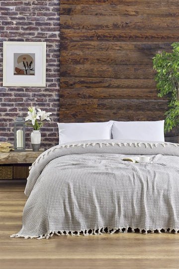 Piramit Model - Gri Çift Kişilik Pike 200x230