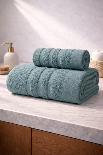 Ayla 2'li Banyo Havlu Seti | Pamuklu  | Mint |