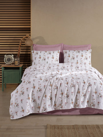 Baskılı Pike Takımı Çift Kişilik Buket Beyaz - 031751