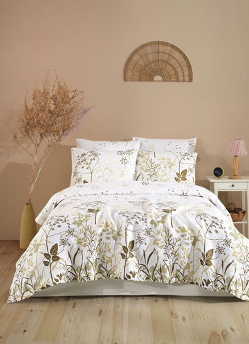 Baskılı Pike Takımı Çift Kişilik Golden Beyaz - 031757
