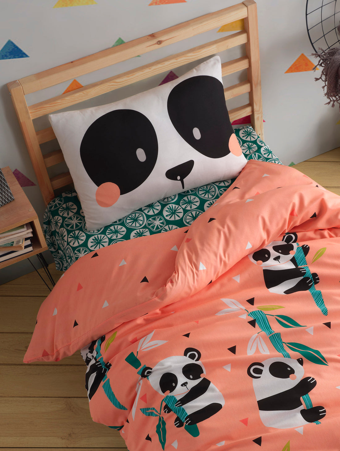 Kolay Ütülenir Nevresim Takımı Tek Kişilik Panda Pembe - 024558