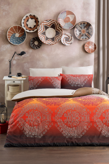 Soft Dreams Serisi | Lava Çift Kişilik Pamuklu Desenli Nevresim Takımı | Lastikli Çarşaflı |