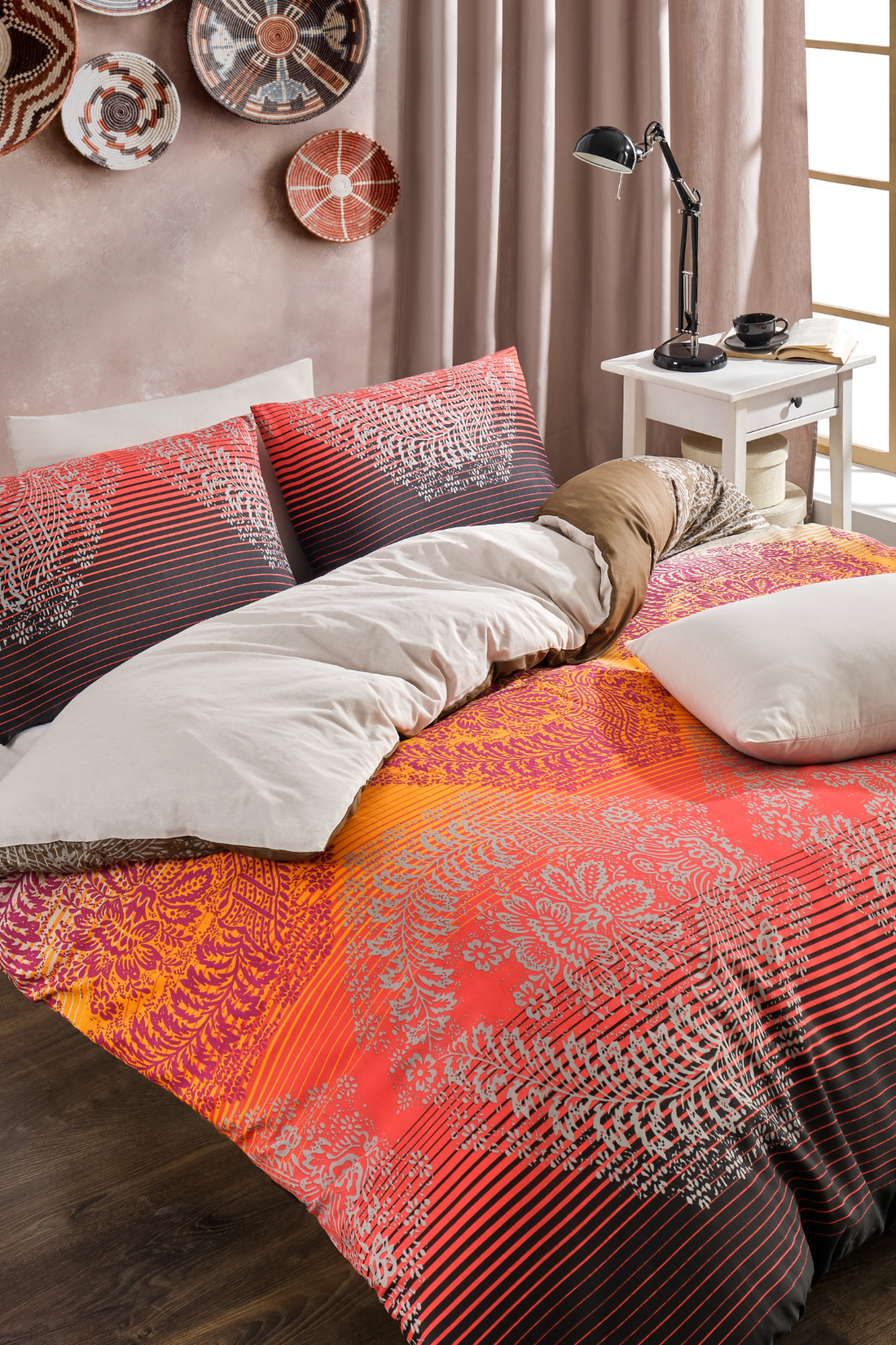 Soft Dreams Serisi | Lava Çift Kişilik Pamuklu Desenli Nevresim Takımı | Lastikli Çarşaflı |