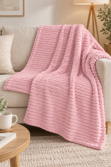 Peluş Welsoft TV Battaniyesi – 100 × 175 cm | Pudra |