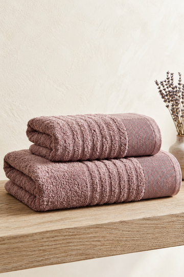 Alya 2'li Banyo Havlu Seti | Pamuklu  | Mürdüm |