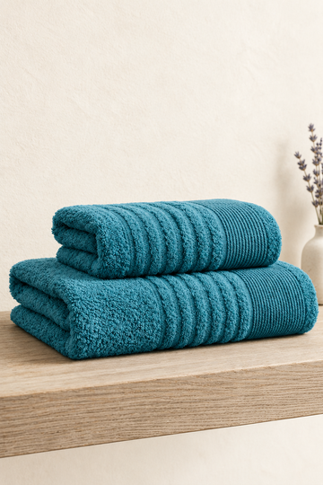 Alya 2'li Banyo Havlu Seti | Pamuklu  | Turkuaz |