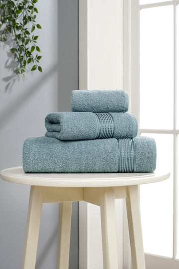 Trio 3'lü Banyo Havlu Seti | Pamuklu | Çeyiz Seti | Mint |